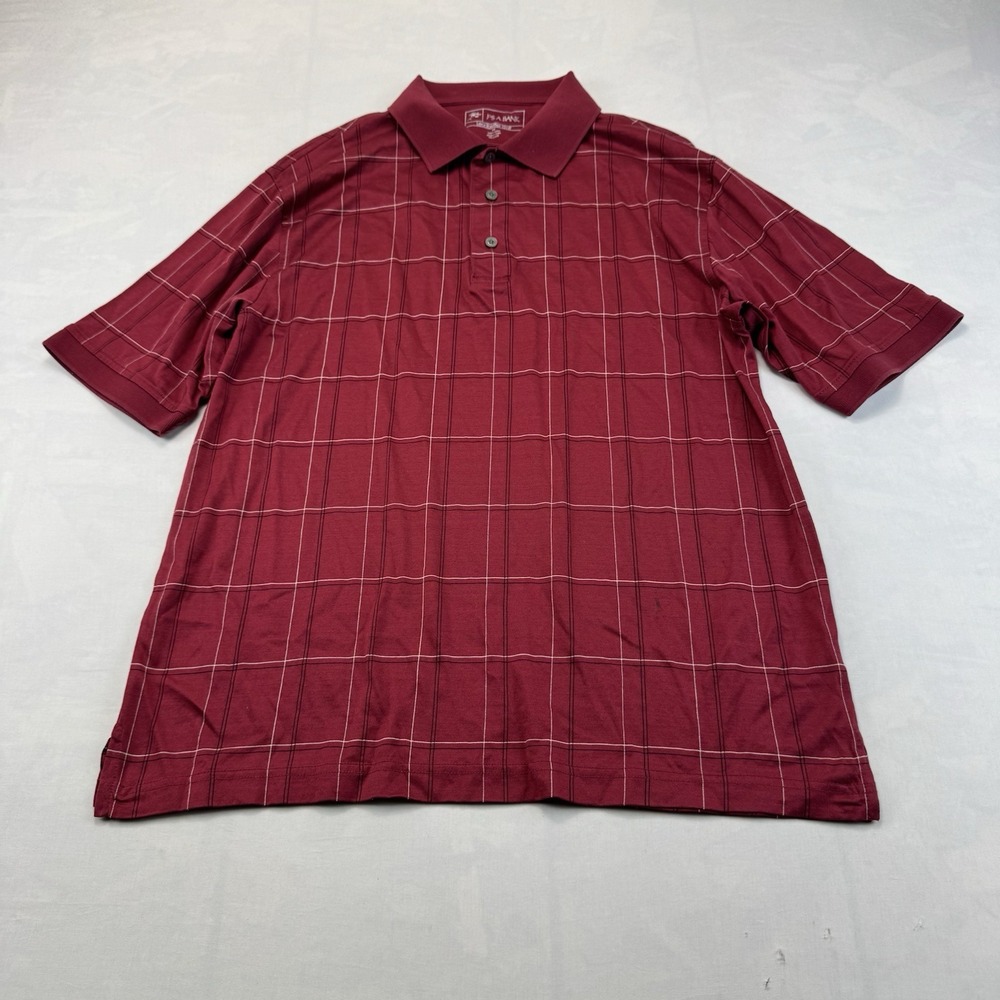 Jos A Bank Leadbetter Golf Mens M Burgundy Windowpane Polo